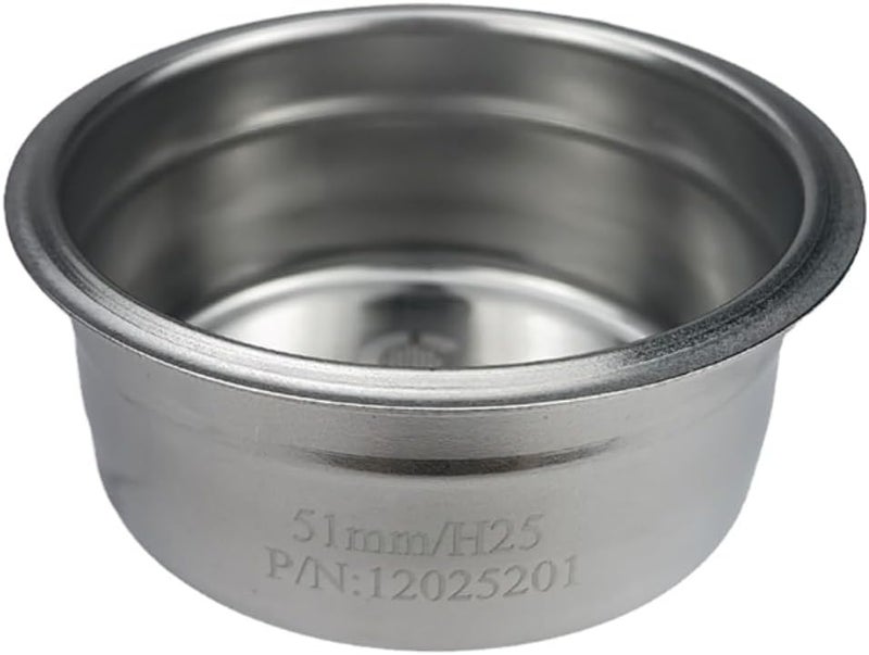 Chengtech Stainless Steel Coffee Filter, 51mm Double Cup (Single Wall/Non-pressurized) Compatible with DLG EC885/9155/9255/9355/9555/9665/9865, SMEG & EUPA Coffee Machine - Image 1